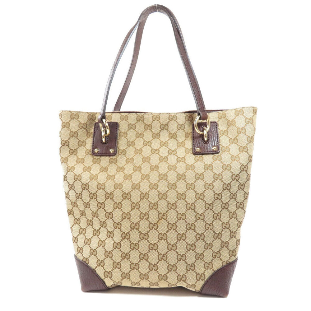 Gucci GG Brown Canvas Charm Bag Tote GG